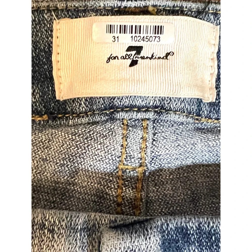 7 For All Mankind Seamed Flare Jeans Light Wash Split‎ Hem Size 31